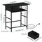 Black Vanity Desk with Charging Station, Makeup Table with Drawer, Open Shelf, and Headphone Hook